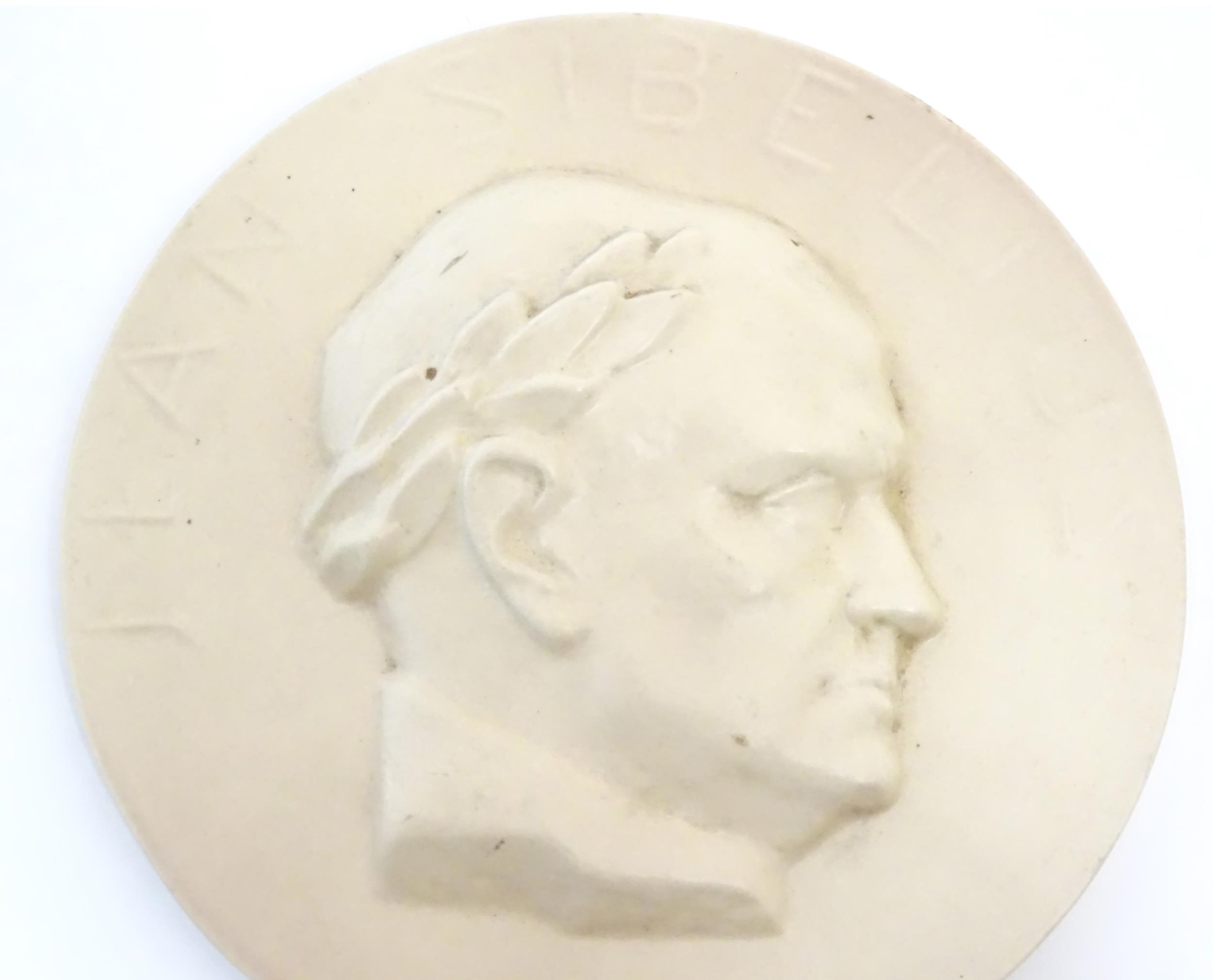 A 20thC Arabia ceramic roundel / plaque depicting a portrait of the Finnish composer Jean Sibelius - Image 4 of 9