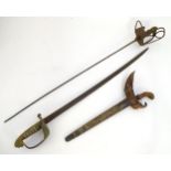 Militaria : a 19thC pattern 1827 Royal Navy Officer's sword, the brass pipeback hilt with folding