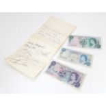 Isle of Man / T. T. Racing interest: Three Isle of Man bank notes, to include a £1 note bearing