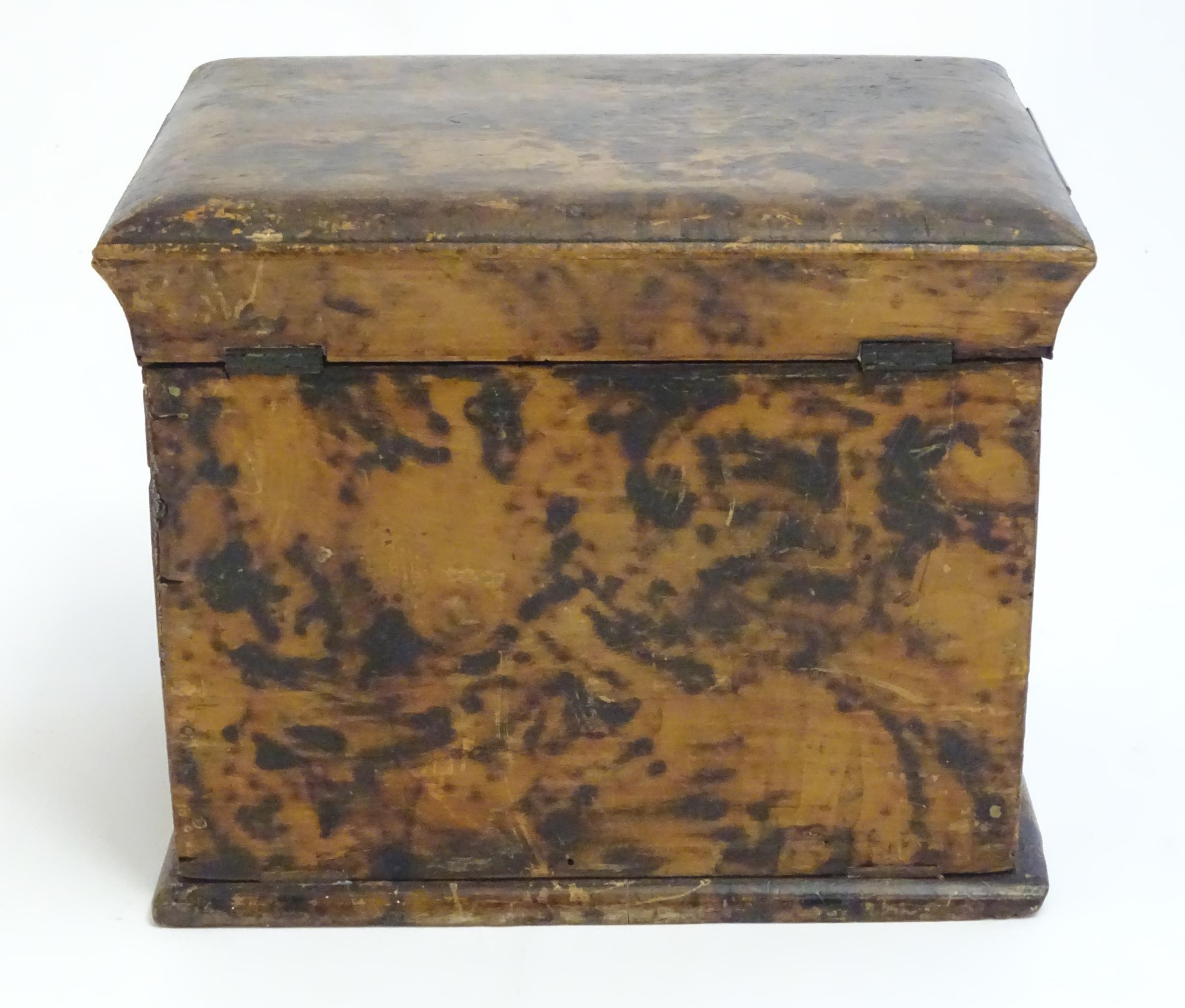 A Victorian simulated burr walnut jewellery box with lift lid and two drawers. Approx. 6 1/4" x 8" x - Image 2 of 8