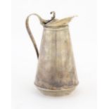 WAS Benson: An Arts & Crafts white metal coffee pot / hot water pot with liner, stamped W.A.S.