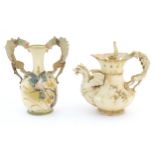 An Alfred Stellmacher teapot and cover with dragon formed spout and handle with gilt floral and