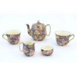 A small Royal Winton chintz part tea set in the Hazel pattern comprising teapot, milk jug, sugar