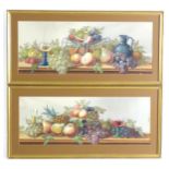 R. Reinert, 20th century, Oil on paper, A pair of still life studies with an abundance of fruit,