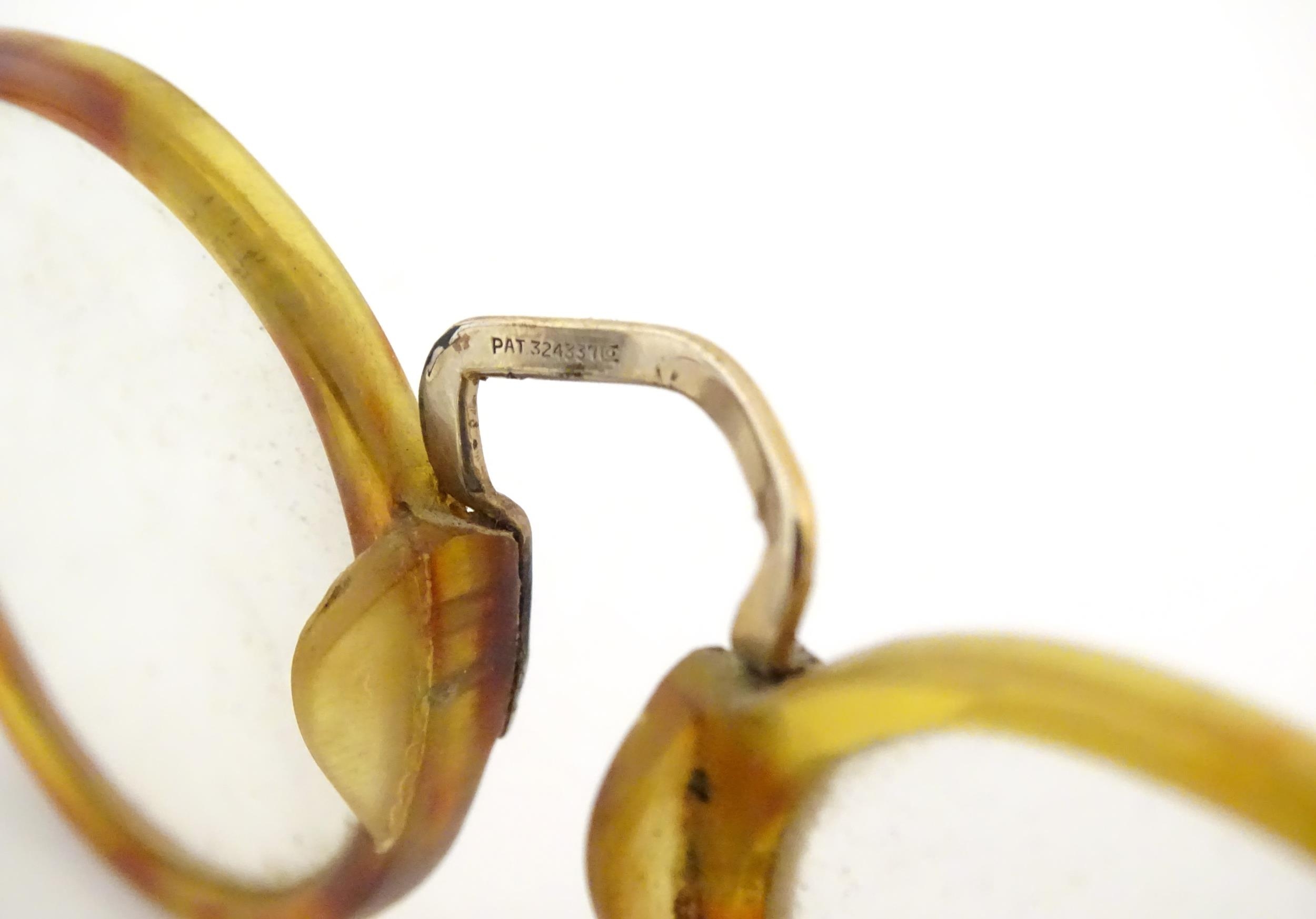 A cased pair of c1940s bifocal spectacles / glasses, with faux tortoiseshell and gilt metal - Image 6 of 11