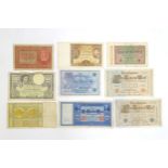 A quantity of early 20thC Polish and German banknotes, comprising 500, 100, 50 Zlotych and 20