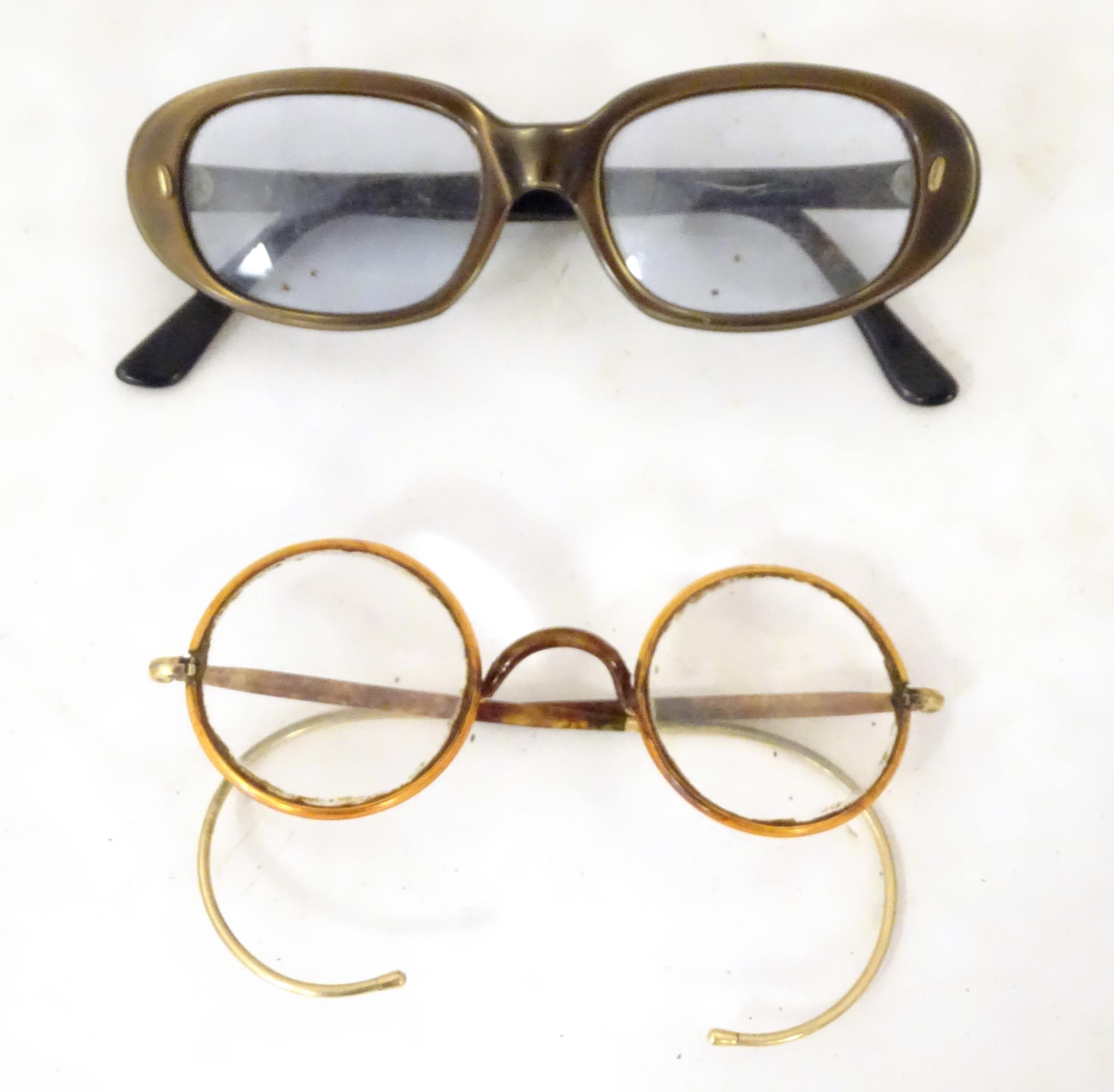 Four pairs of mid 20thC spectacles / glasses, the largest 5 1/4" wide (4) Please Note - we do not - Image 4 of 6