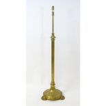 An early 20thC Hinks brass standard lamp, the reeded column with telescopic upper section supporting