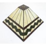 A late 20thC Art Deco / Tiffany style table lamp shade, of pyramidal form with leaded panels of