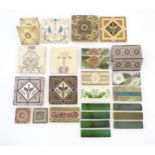 A quantity of assorted ceramic tiles with floral and foliate decoration, to include some Arts &