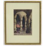 Manner of Samuel Prout (1783-1852), 19th century, Watercolour, Liege, Figures in the courtyard