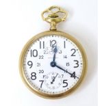 An American Waltham 'Vanguard' Railway / Railroad pocket watch having a 'gold filled' screw case