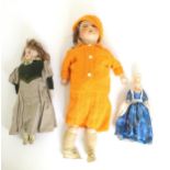 Toys: A Schoenau & Hoffmeister doll with a bisque head, composite body and jointed limbs. Marked