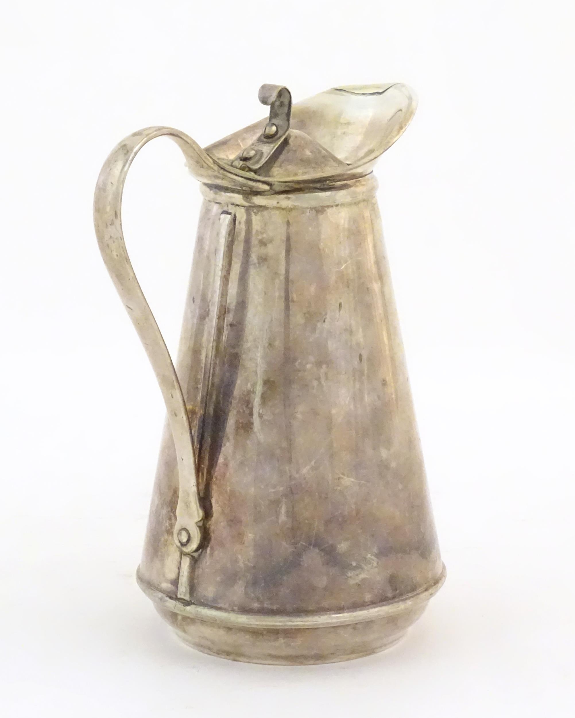 WAS Benson: An Arts & Crafts white metal coffee pot / hot water pot with liner, stamped W.A.S. - Image 7 of 12