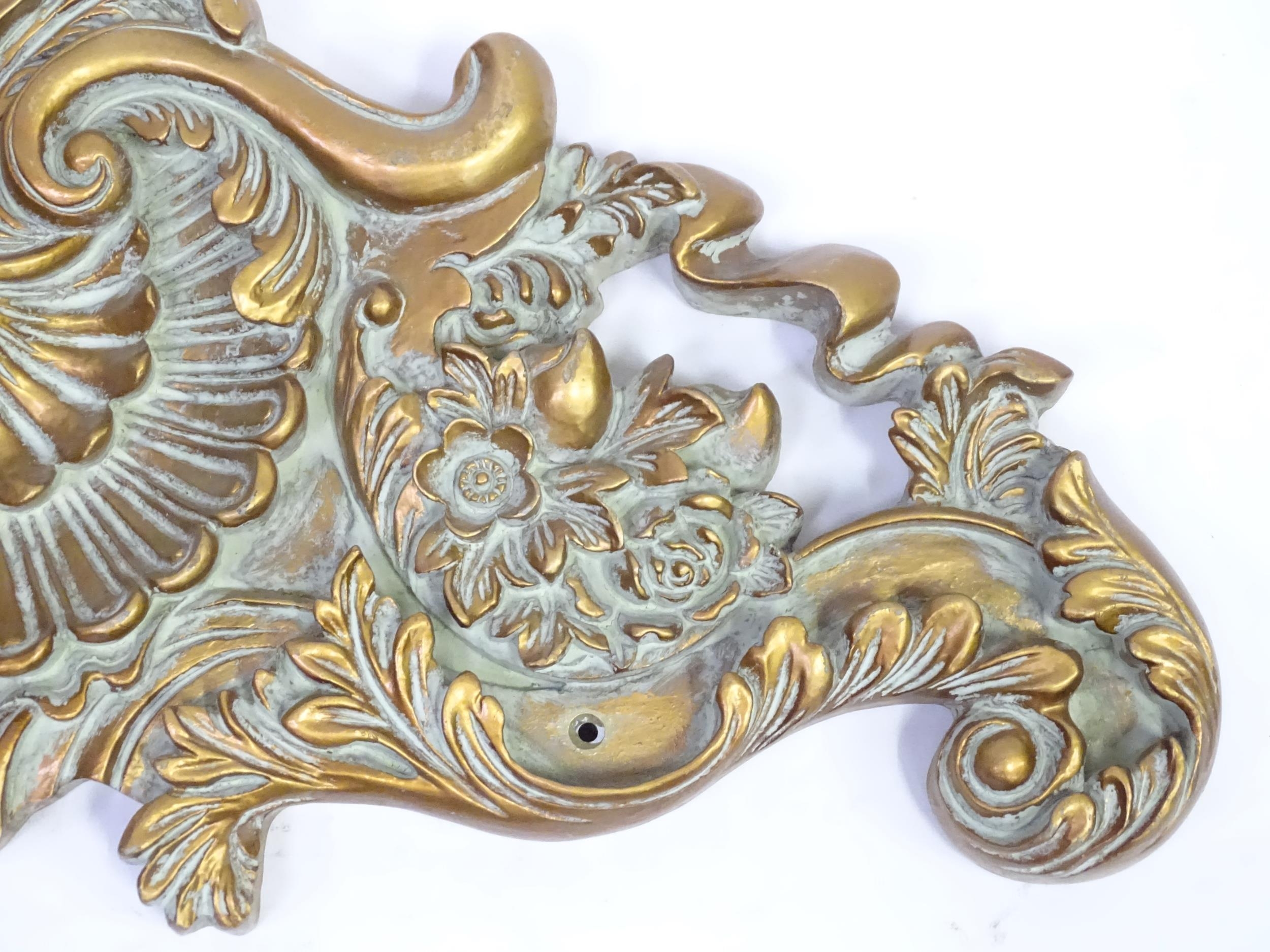 A gilt architectural / decorative moulding, with shell and floral motifs , 31" wide x 15" tall - Image 5 of 6