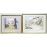 Two watercolours by Doris Ruth Bailey, one titled Cransley from the Woods, the other depicting a