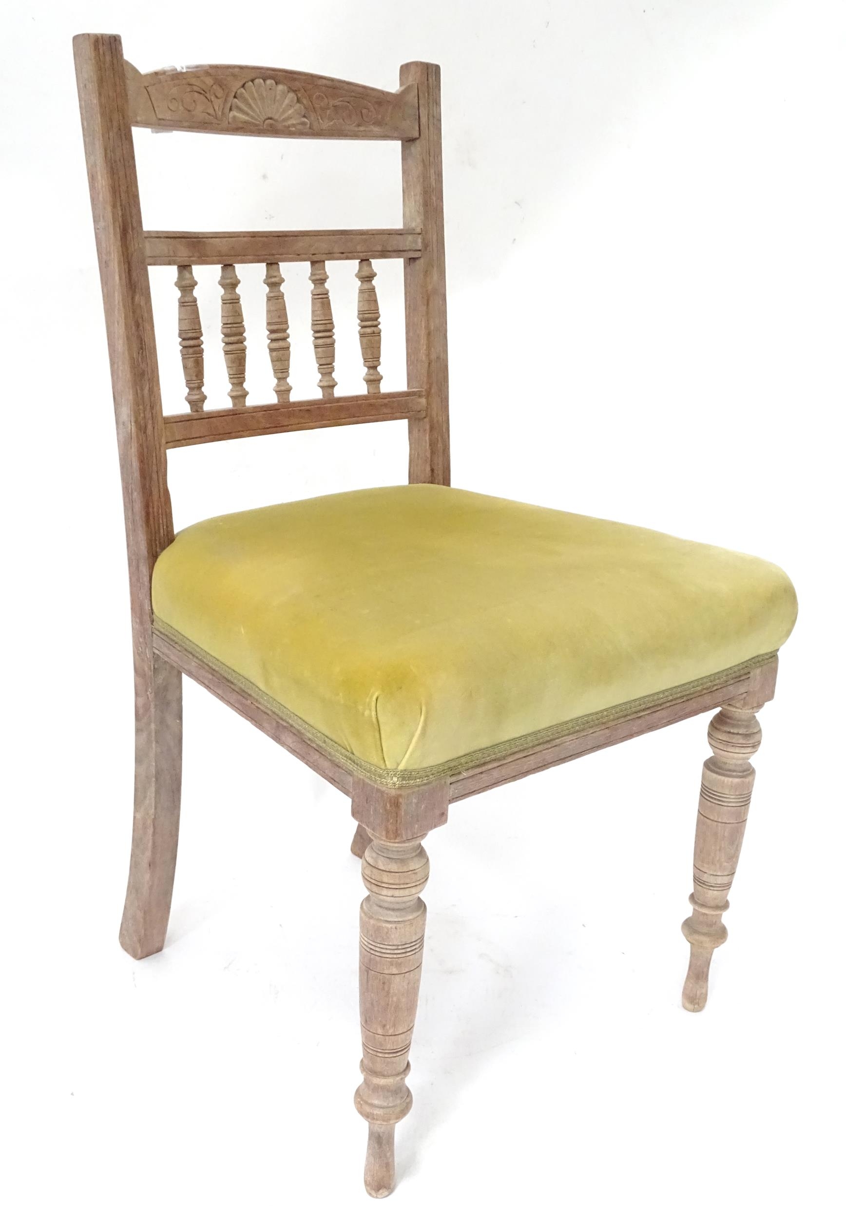 An early 20thC dining chair with upholstered seat. Approx. 34" high Please Note - we do not make - Image 4 of 11