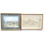 A watercolour depicting Stable Cottage, Finmere, Buckinghamshire by Jago Stone 1984. Together with a
