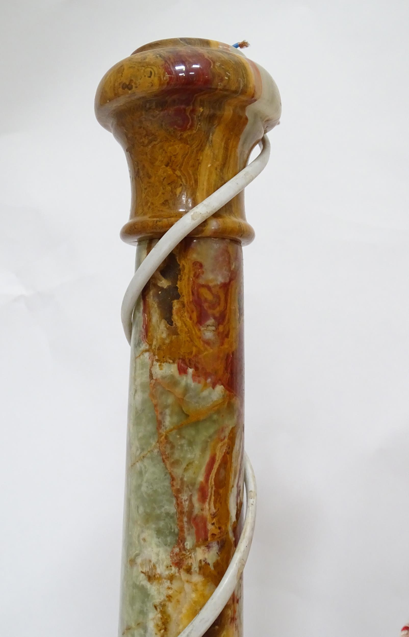 Three table lamps, the largest with a marble column, approx. 19 1/2" high (3) Please Note - we do - Image 5 of 6