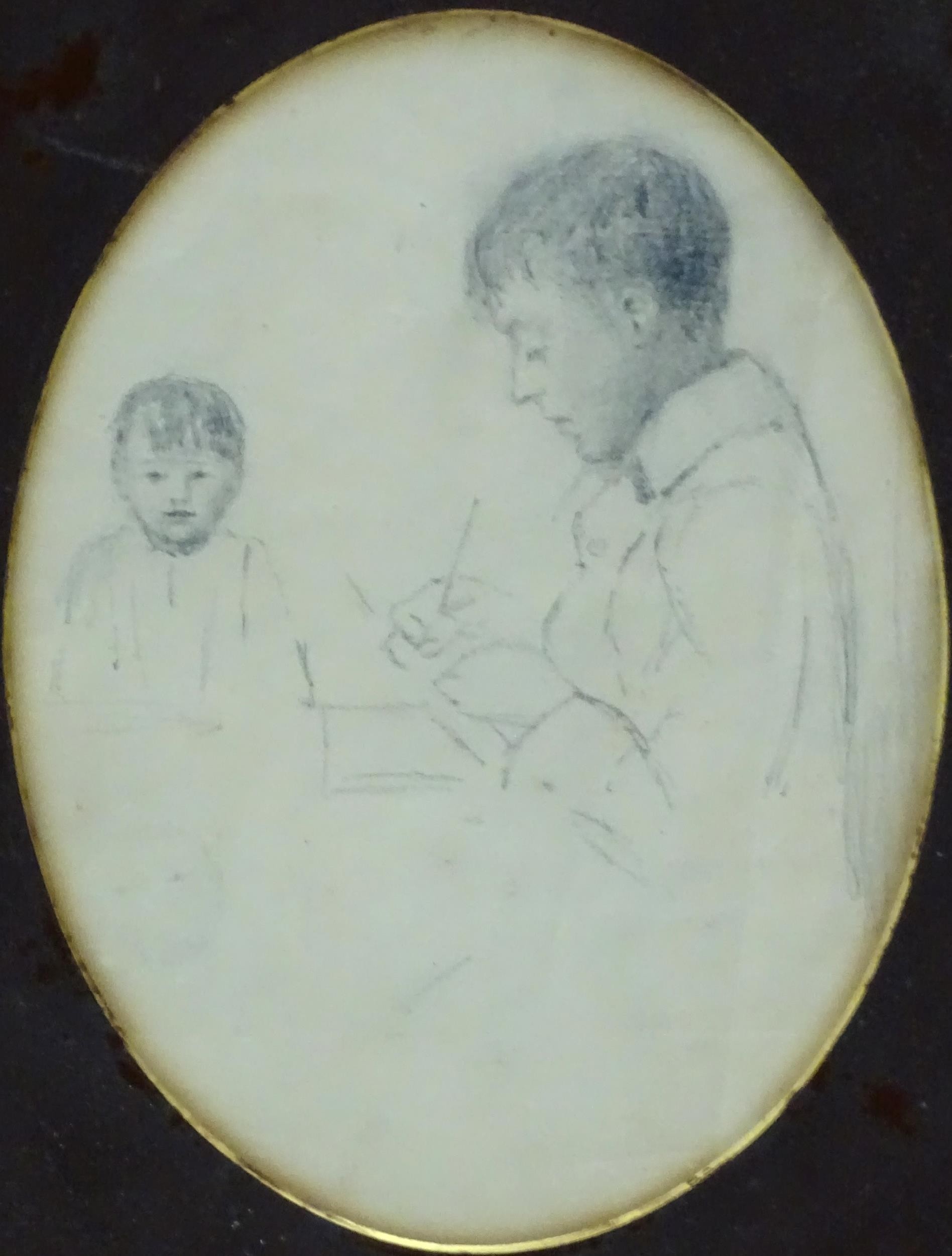 Early 20th century, English School, Pencil, A study of a man writing and a portrait of a young - Image 3 of 3