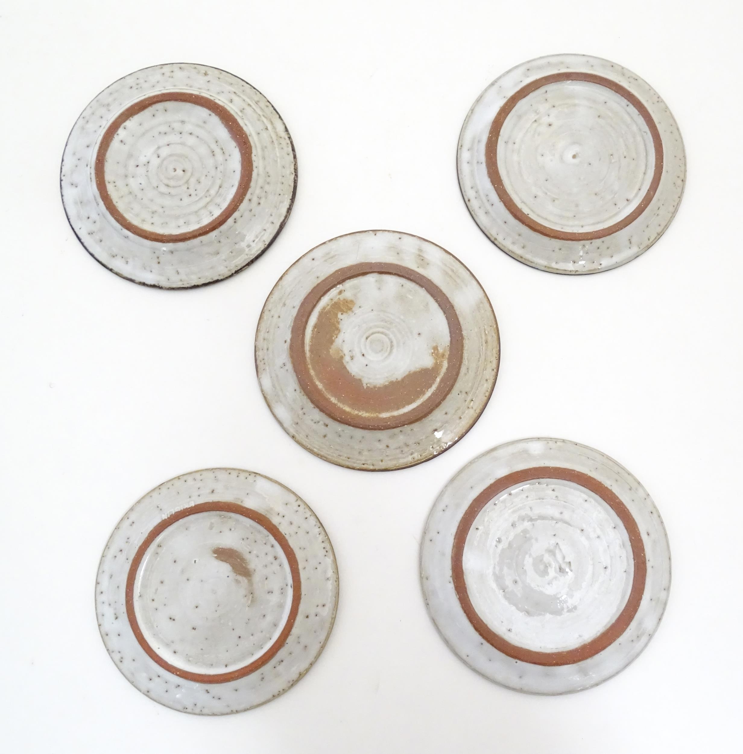 Five Briglin studio pottery coffee cups and saucers, together with a sugar bowl. Cups approx. 3" - Image 19 of 21