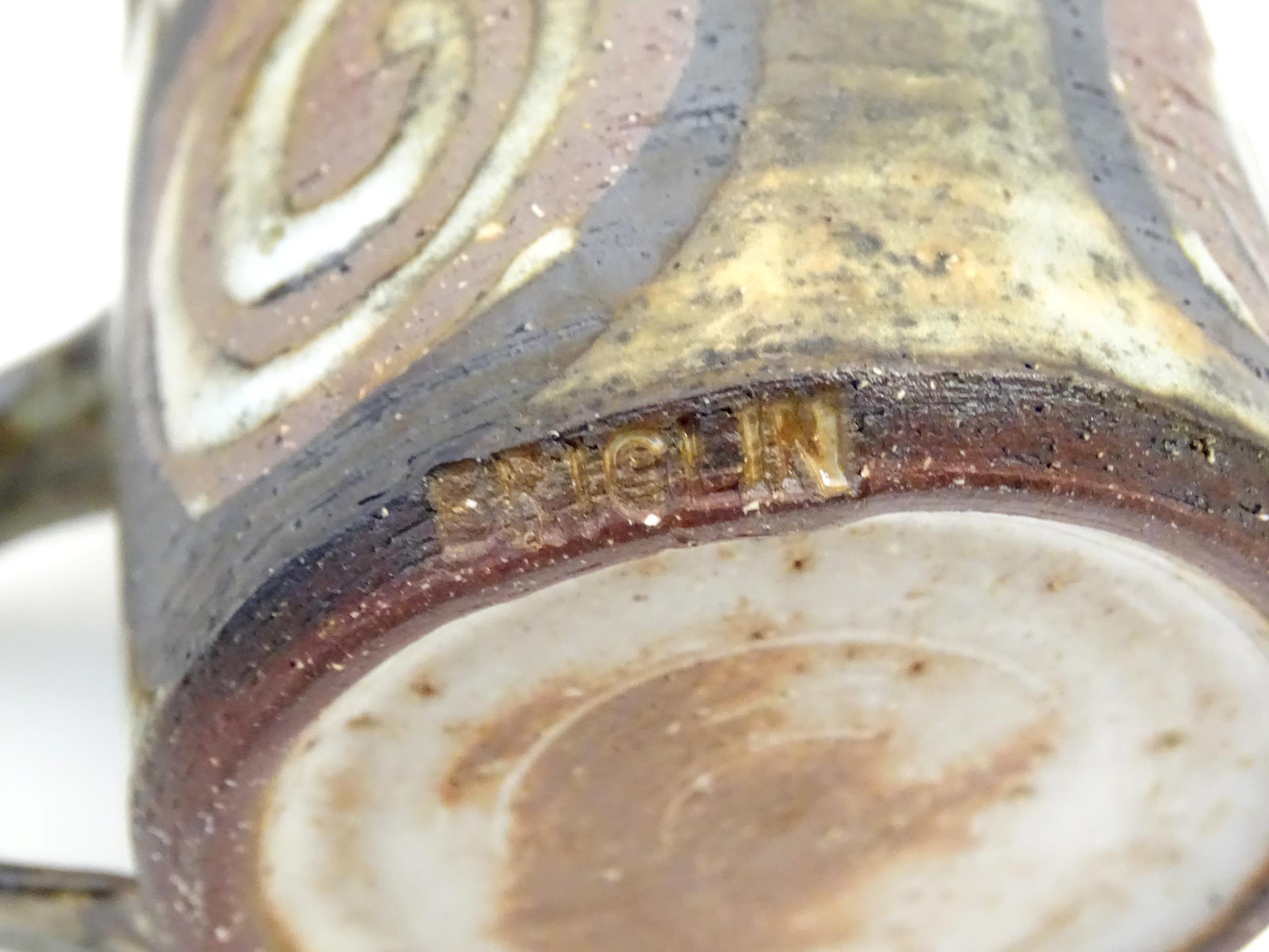 Five Briglin studio pottery coffee cups and saucers, together with a sugar bowl. Cups approx. 3" - Image 16 of 21