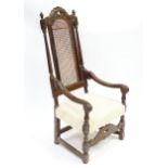 A Carolean style chair 23" wide x 49" high approx. Please Note - we do not make reference to the