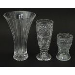 Three glass vases, the tallest 12"high approx. (3) Please Note - we do not make reference to the