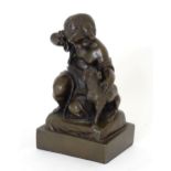 A 20thC cast model, Friends, after Giovanni Schoeman depicting a young child and a dog. Approx. 5