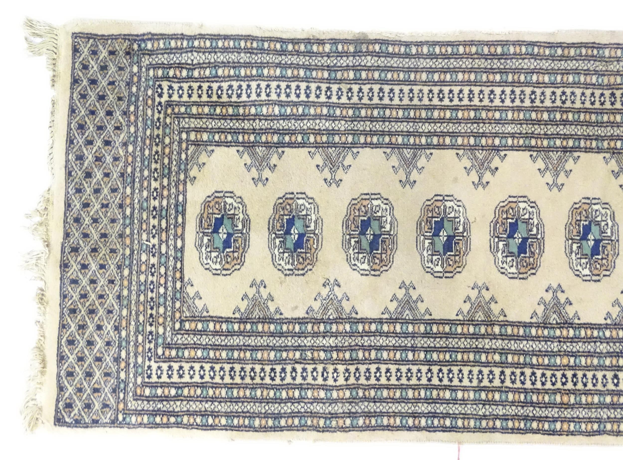 Three rugs to include a runner approx 73" long a prayer mat approx 37" long and another approx 37" - Image 9 of 11