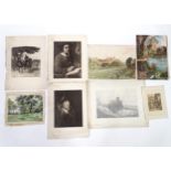 A quantity of assorted prints and watercolours, to include a watercolour depicting a lake view