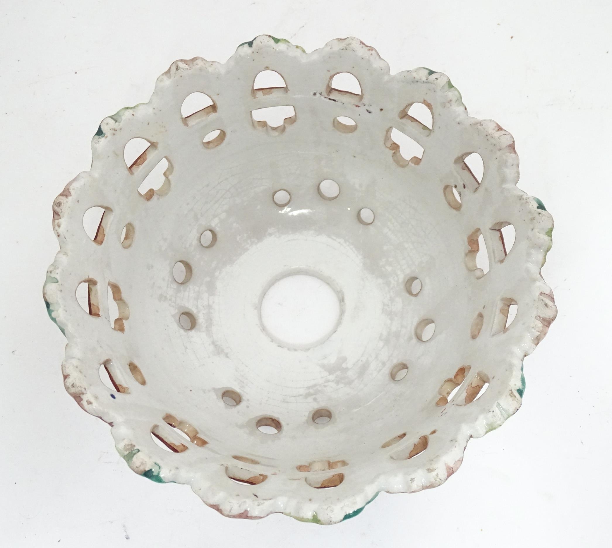 A Continental ceramic lamp shade with floral and foliate decoration. Approx. 8" diameter Please Note - Image 8 of 9