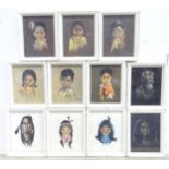 A quantity of assorted portrait prints, to include six after Dorothy Francis titled Little Raven,