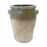 A large terracotta twin handled bread crock. Approx. 18" high Please Note - we do not make reference
