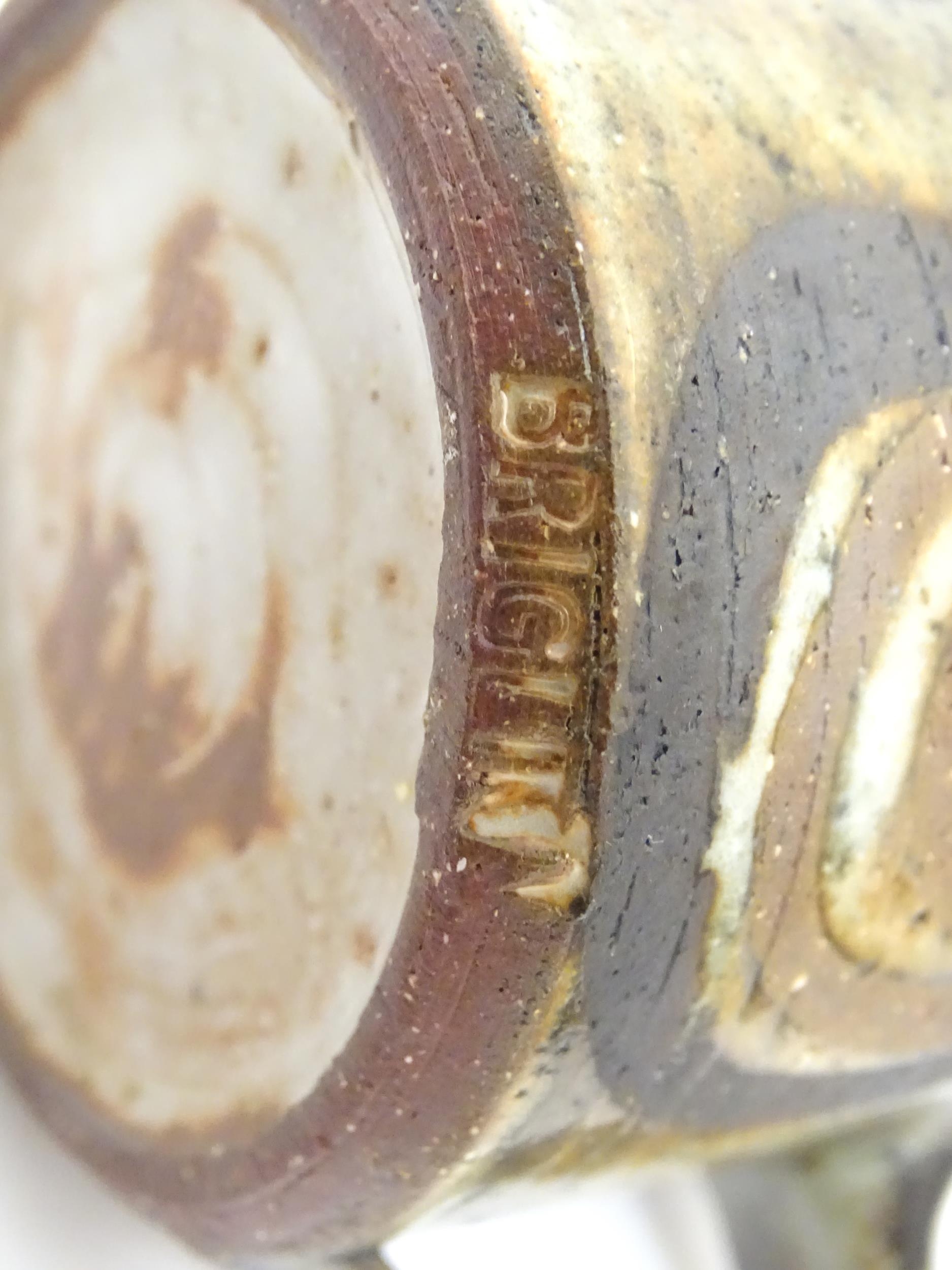 Five Briglin studio pottery coffee cups and saucers, together with a sugar bowl. Cups approx. 3" - Image 17 of 21