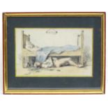 A. C., 20th century, German School, Watercolour and ink, An illustration depicting a man sleeping on