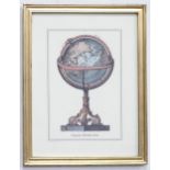 A colour print titled Globe Terrestre, depicting a globe on stand. Approx. 11 1/2" x 7 1/2" Please