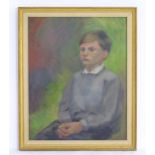 20th century, Oil on board, A portrait of a young boy. Approx. 19 1/2" x 15 1/2" Please Note - we do