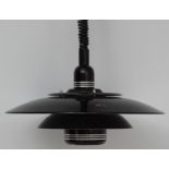 Vintage Retro : A Danish designed Rise and Fall Pendant light / Lamp with black livery , measuring