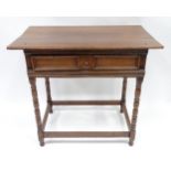 An oak small side table 30 1/2" wide x 18" deep x 27 3/4" high Please Note - we do not make