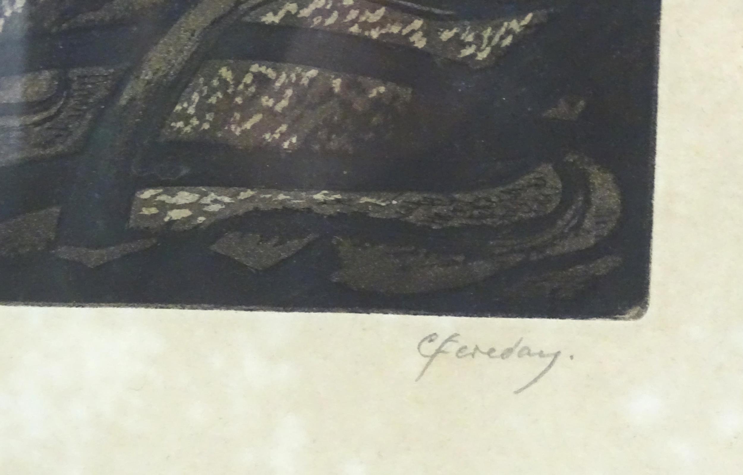 C. Fereday, 20th century, Engraving, A church ruin. Signed in pencil under. Approx. 9 1/2" x 6 3/ - Bild 8 aus 10