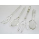 Four cut glass salad servers Please Note - we do not make reference to the condition of lots
