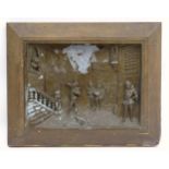 A late 19th / early 20thC cast tableau, depicting a town scene with stylised Romeo and Juliet