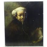 A print on board, Self Portrait as the Aspostle Paul after Rembrandt van Rijn. Approx. 23" x 19 1/2"