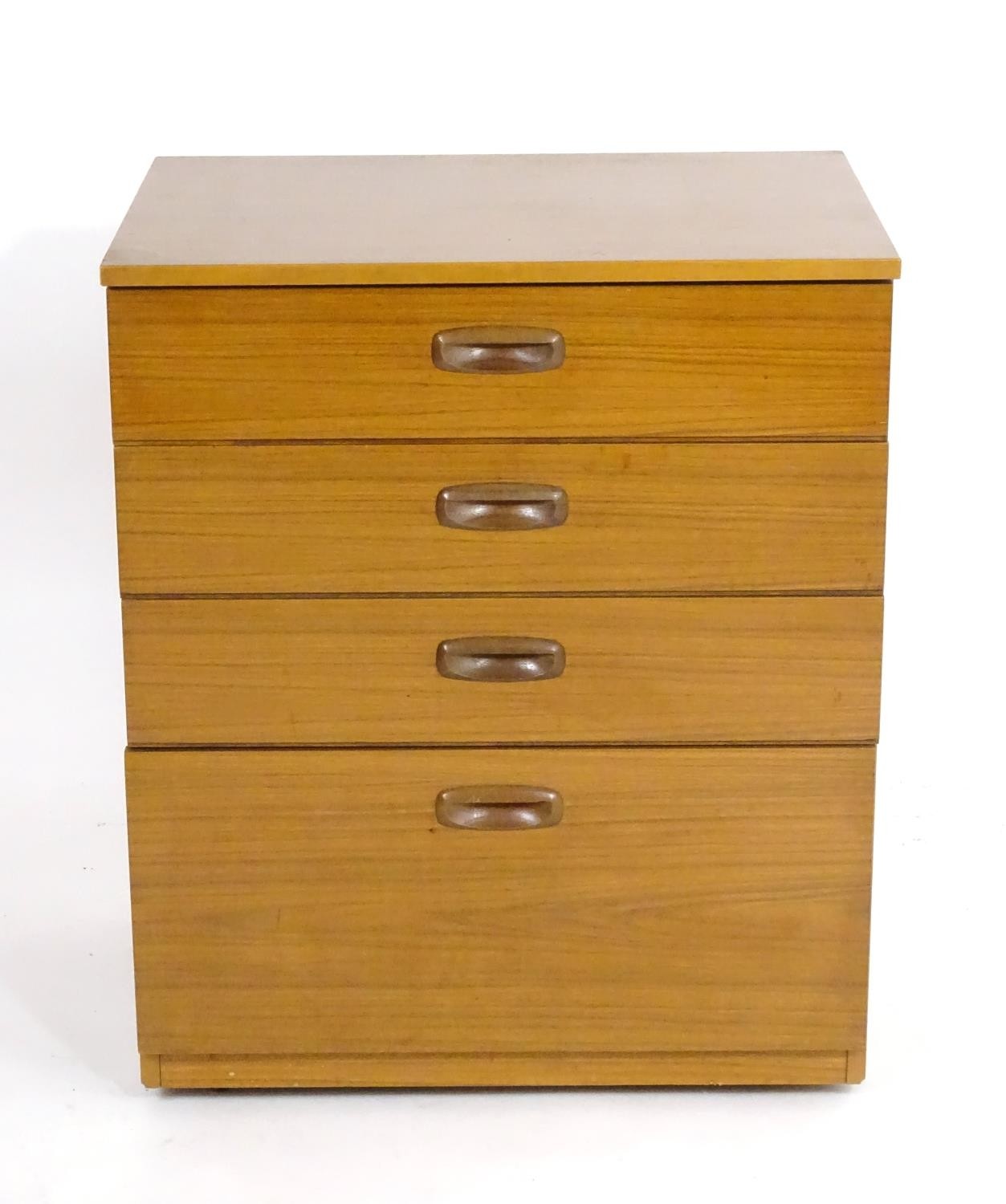 Vintage retro, mid-century: a Schreiber small chest of four drawers, standing on castors, 28" - Bild 2 aus 9