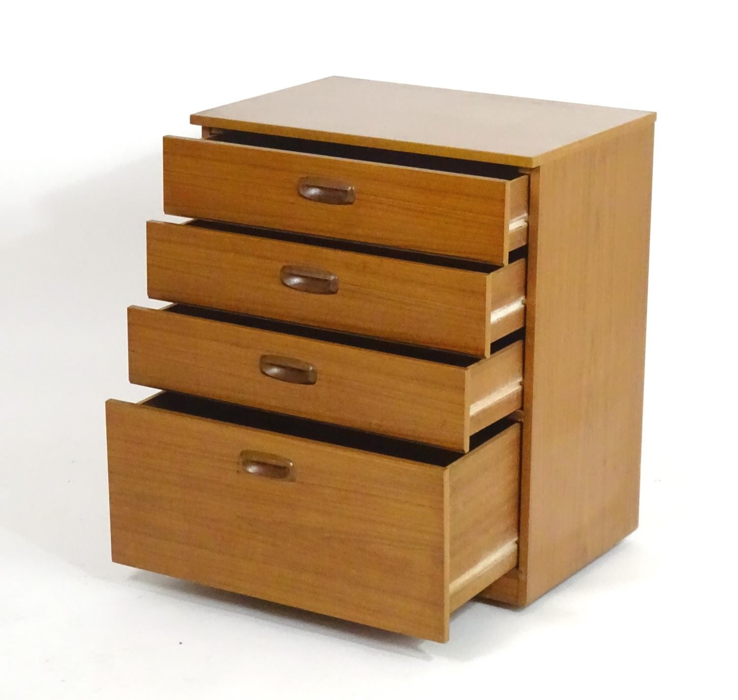 Vintage retro, mid-century: a Schreiber small chest of four drawers, standing on castors, 28" - Bild 6 aus 9