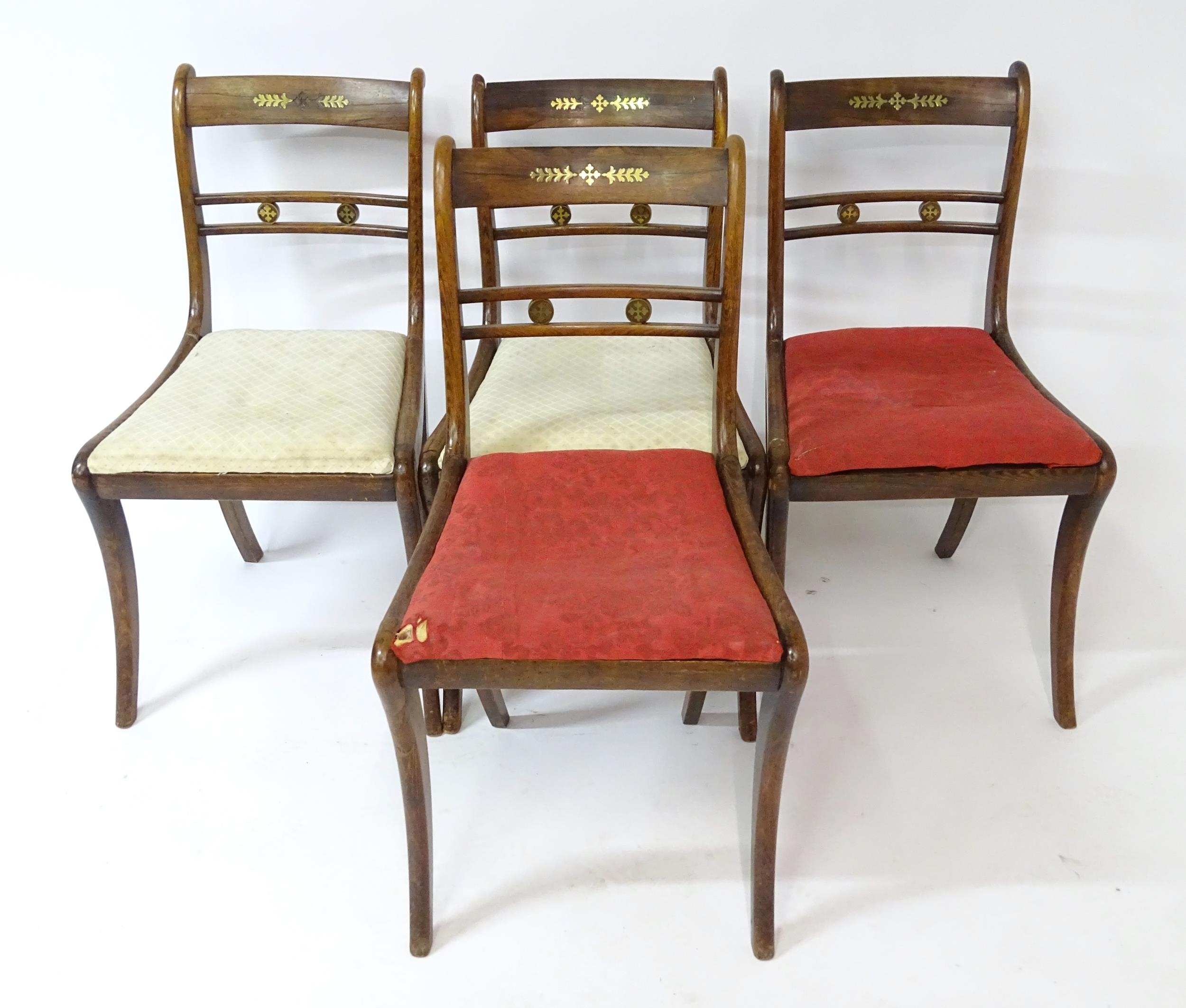 Four regency rosewood chairs with brass inlay. 31" high overall Please Note - we do not make - Bild 6 aus 11