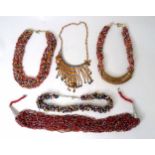 Five assorted bead necklaces (5) Please Note - we do not make reference to the condition of lots