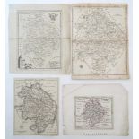 Maps: Four 18thC / 19thC engraved maps of Warwickshire to include a map with hand coloured