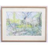 A watercolour depicting a woodland, indistinctly signed lower right. Approx. 14 1/2" x 22" Please